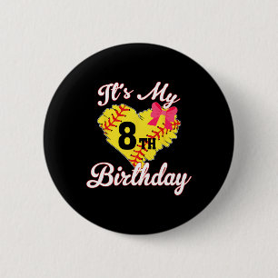 Badge Rond 5 Cm C'est mon 8ème anniversaire Softll fille 8 ans