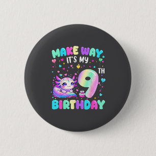 Badge Rond 5 Cm C'est mon 9e anniversaire fille mignonne axolotl 9