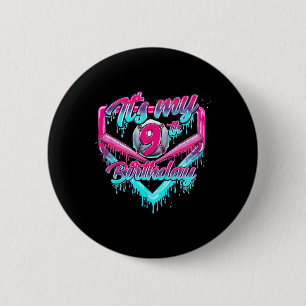 Badge Rond 5 Cm C'est mon 9e anniversaire garçon Bysebyll Drip 9 a
