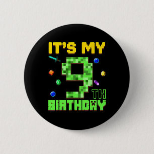 Badge Rond 5 Cm C'est mon 9ème anniversaire garçon de 9 ans gamer