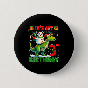Badge Rond 5 Cm C'est mon anniversaire de 3 ans Bonhomme de neige