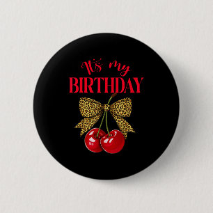 Badge Rond 5 Cm C'est mon anniversaire Mignon Cerisier Léopard Coq