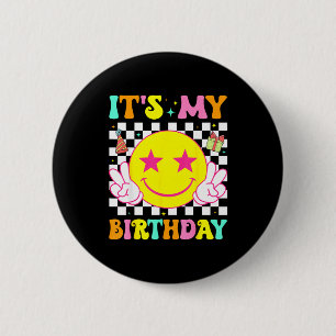 Badge Rond 5 Cm C'est mon anniversaire visage sourire heureux fill