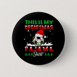 Badge Rond 5 Cm C'est mon chapeau de Santa de football en pyjama d