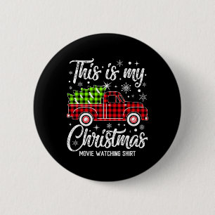 Badge Rond 5 Cm C'Est Mon Film De Noël Regardant Chemise Plaid Re