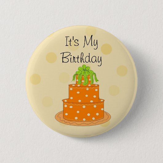 Badge Rond 5 Cm C'est mon gâteau orange d'anniversaire (Devant)