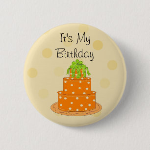 Badge Rond 5 Cm C'est mon gâteau orange d'anniversaire