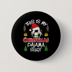 Badge Rond 5 Cm C'est mon joueur de football au pyjama de Noël