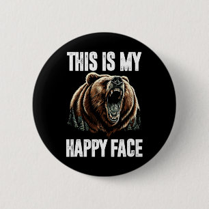 Badge Rond 5 Cm C'Est Mon Joyeux Visage Ours Drôle Grizzly Forêt H