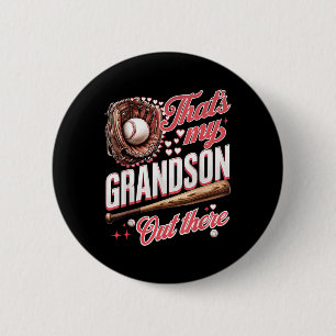 Badge Rond 5 Cm C'Est Mon Petit-Fils Là-Bas De Baseball Grand-Mère