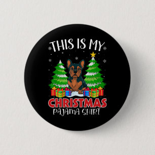 Badge Rond 5 Cm C'Est Mon Pyjama Frenchie Chien Xmas Pjs De Noël