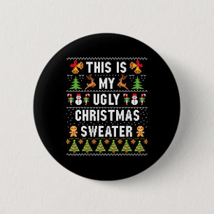 Badge Rond 5 Cm C'est Mon Sweat Ugly Drôle De Noël Manches Courtes