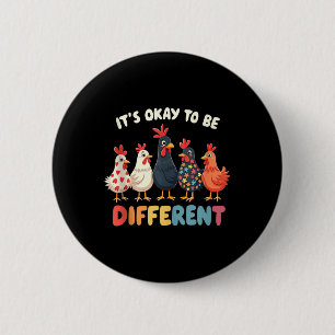 Badge Rond 5 Cm C'est Ok D'être Différent Puzzle Mignon Poulet Aut