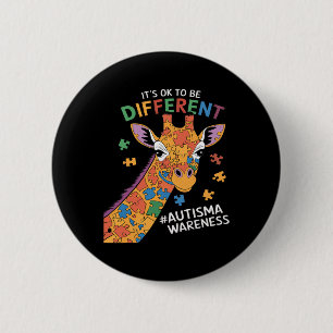 Badge Rond 5 Cm C'Est Ok D'Être Un Peu Différent Autisme De Giraff