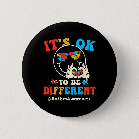 Badge Rond 5 Cm C'Est Ok Pour Différents Autistes Super Sourire Fa (Devant)