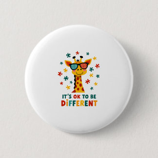 Badge Rond 5 Cm C'est Ok Pour Être Différent Girafe Autisme Sensib