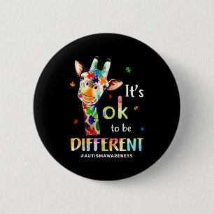 Badge Rond 5 Cm C'est Ok Pour Être Différent Girafe de Sensibilisa
