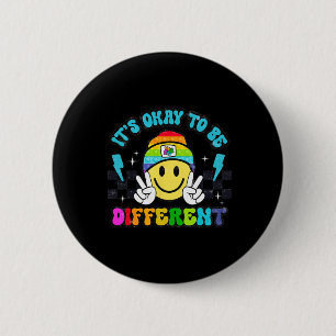 Badge Rond 5 Cm C'est Okay D'être Différent Puzzle de Visage Souri