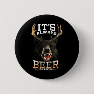 Badge Rond 5 Cm C'est toujours la saison de la bière Bear Deer Bee