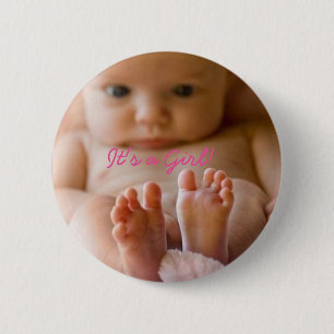 Badge Rond 5 Cm C'est un bouton de fille avec un bébé mignon