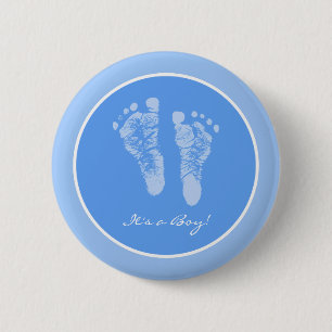 Badge Rond 5 Cm C'est un Faire-part de naissance de bébé bleu garç