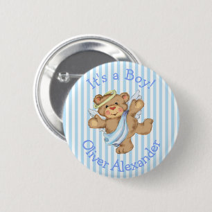 Badge Rond 5 Cm C'est un garçon Custom Teddy Bear Angel
