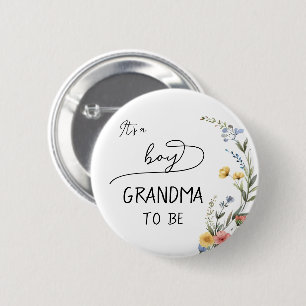 Badge Rond 5 Cm C'est un garçon ! Grand-mère futur maman de fleurs