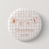 Badge Rond 5 Cm C'est un garçon ! Joli Gingham Notedry Future gran (Devant)