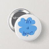 Badge Rond 5 Cm "C'est un garçon !" - (shamrock/trèfle) [1] (Devant & derrière)