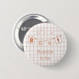 Badge Rond 5 Cm C'est un garçon ! Tante future mignonne en vichy n