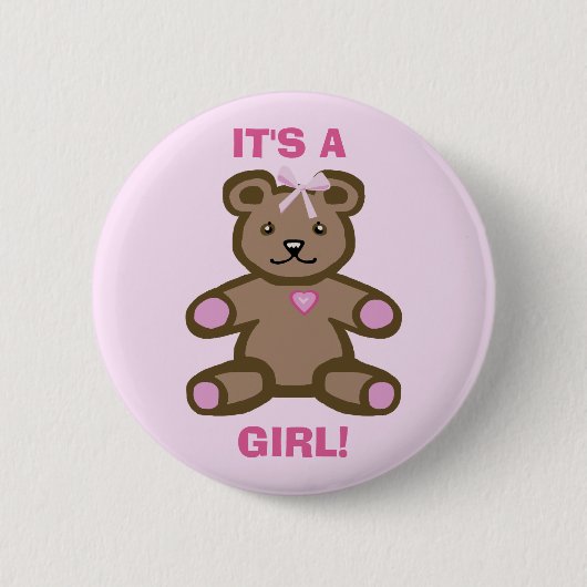 Badge Rond 5 Cm C'est un ours en peluche rose (Devant)