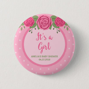 Badge Rond 5 Cm C'est un point de polka de rose de fille et un