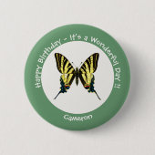 Badge Rond 5 Cm C'est une fête d'anniversaire de papillon à queue  (Devant)