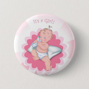 Badge Rond 5 Cm "C'est une fille !"