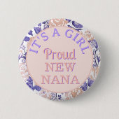 Badge Rond 5 Cm C'est une fille ! Bouton Nana Fière (Devant)