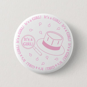 Badge Rond 5 Cm C'est une fille ! faire-part