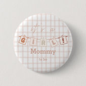 Badge Rond 5 Cm C'est une fille Joli Gingham Notedry Future maman (Devant)