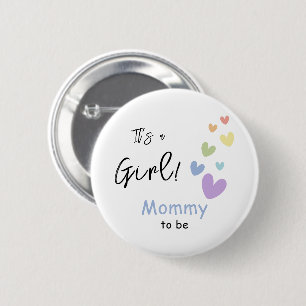 Badge Rond 5 Cm C'est une fille ! Maman future cœurs mignons et co