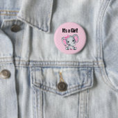 Badge Rond 5 Cm C'est une fille mignonne rose bébé éléphant (En situation)