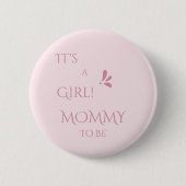 Badge Rond 5 Cm C'est une fille ! Minimalisme Rose Pastel Future M (Devant)