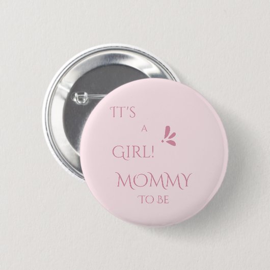 Badge Rond 5 Cm C'est une fille ! Minimalisme Rose Pastel Future M (Devant & derrière)