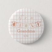 Badge Rond 5 Cm C'est une petite fille mignonne En vichy mamie Not (Devant)