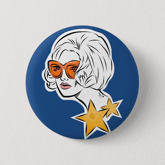Badge Rond 5 Cm C'est une Star Retro Style (Devant)