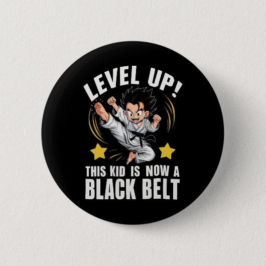Badge Rond 5 Cm Cet Enfant Est Aujourd'Hui Un Noir Karate Hapkido (Devant)