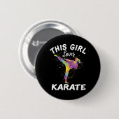 Badge Rond 5 Cm Cette fille adore le karaté (Devant & derrière)