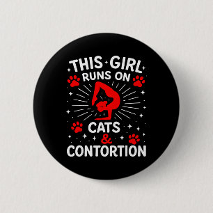 Badge Rond 5 Cm Cette Fille Court Sur Les Chats Et Le Yoga De Cont
