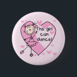Badge Rond 5 Cm Cette fille peut danser le T-shirts et les cadeaux<br><div class="desc">Un chiffre adorable ballerine de bâton dans un tutu rose, des coeurs roses, et un texte qui lit "cette fille peut danser !" sur les sacs de ballerine, le T-shirts, les sweat - shirts à capuche, les tasses, les boutons, les mousepads, les porte - clés, le magnet, et d'autres habillement...</div>
