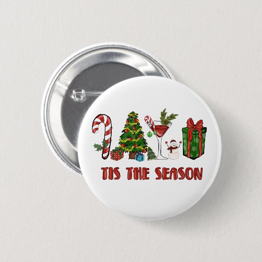 Badge Rond 5 Cm Cette Saison Joyeux Noël (Devant & derrière)