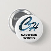 BADGE ROND 5 CM CH-SAVE LE BLEU DU STUDIO BUTTON-DENIM (Devant & derrière)