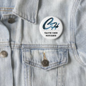 BADGE ROND 5 CM CH-SAVE LE BLEU DU STUDIO BUTTON-DENIM (En situation)